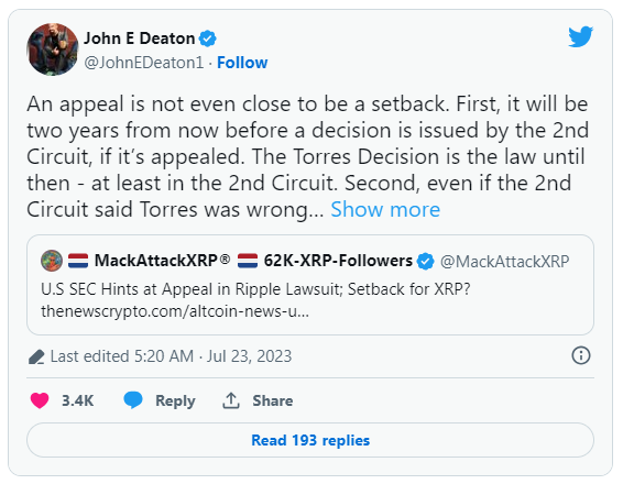 律师表示SEC上诉不会对XRP持有者造成影响插图 律师表示SEC上诉不会对XRP持有者造成影响