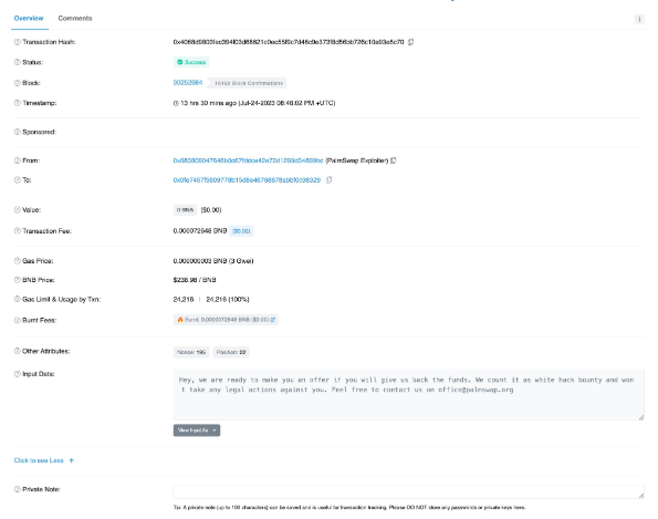 Palmswap遭受闪电贷攻击,损失901,455USDT插图3 Palmswap遭受闪电贷攻击,损失901,455USDT