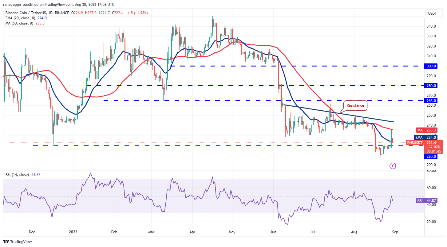 数字货币价格分析 8/30:BTC、ETH、BNB、XRP、ADA、DOGE、SOL、TON、DOT、MATIC插图3 数字货币价格分析 8/30:BTC、ETH、BNB、XRP、ADA、DOGE、SOL、TON、DOT、MATIC