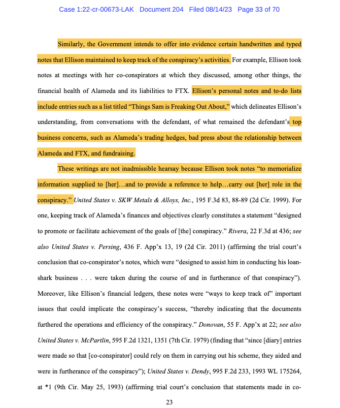 Caroline Ellison列出的SBF害怕的事情清单插图 Caroline Ellison列出的SBF害怕的事情清单