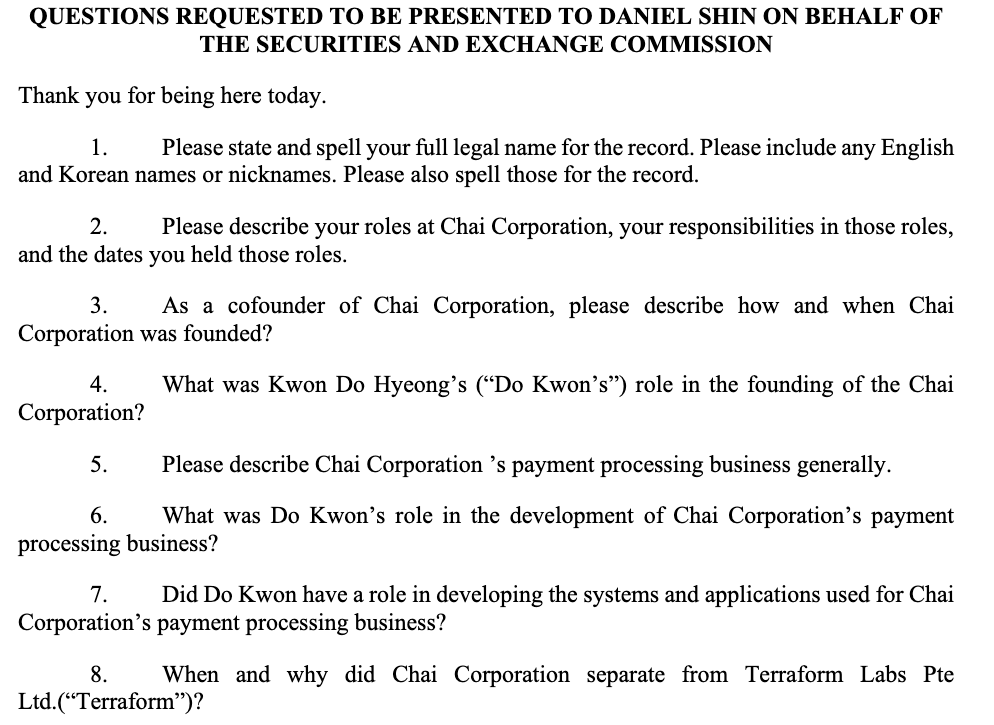 美国证券交易委员会 (SEC) 寻求在韩国质询Terraform Labs联合创始人Daniel Shin插图 美国证券交易委员会 (SEC) 寻求在韩国质询Terraform Labs联合创始人Daniel Shin