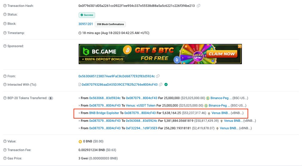 攻击BNB的黑客在这次暴跌种损失5300万美元插图 攻击BNB的黑客在这次暴跌种损失5300万美元
