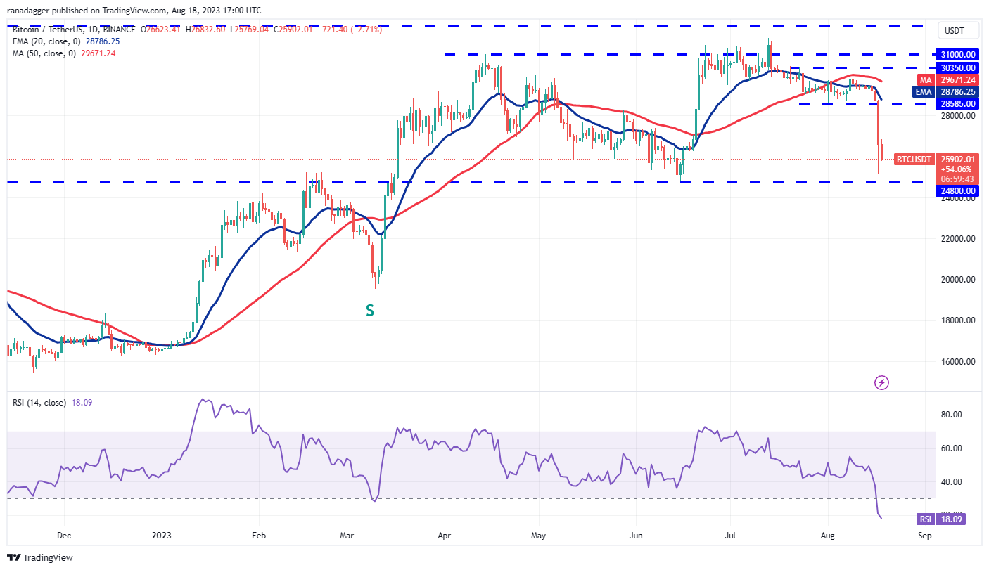 数字货币价格分析8/18:BTC、ETH、BNB、XRP、ADA、SOL、DOGE、DOT、MATIC、LTC插图1 数字货币价格分析8/18:BTC、ETH、BNB、XRP、ADA、SOL、DOGE、DOT、MATIC、LTC