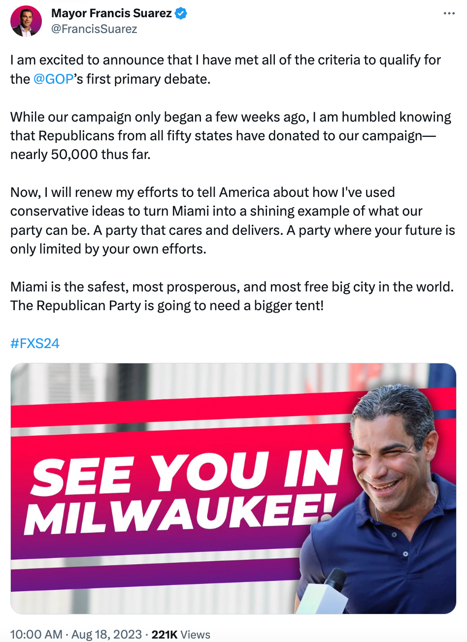 首次共和党总统辩论出现支持加密货币的候选人插图 首次共和党总统辩论出现支持加密货币的候选人