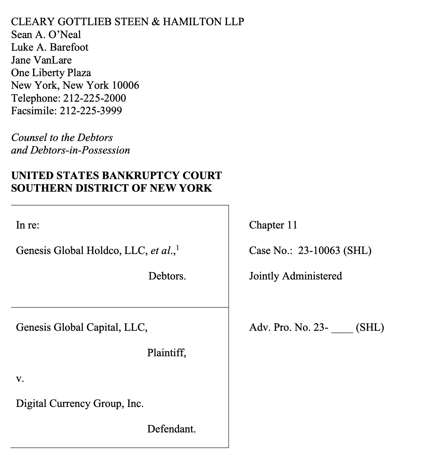 Genesis起诉母公司DCG和其他附属公司,要求提供6亿美元贷款插图 Genesis起诉母公司DCG和其他附属公司,要求提供6亿美元贷款