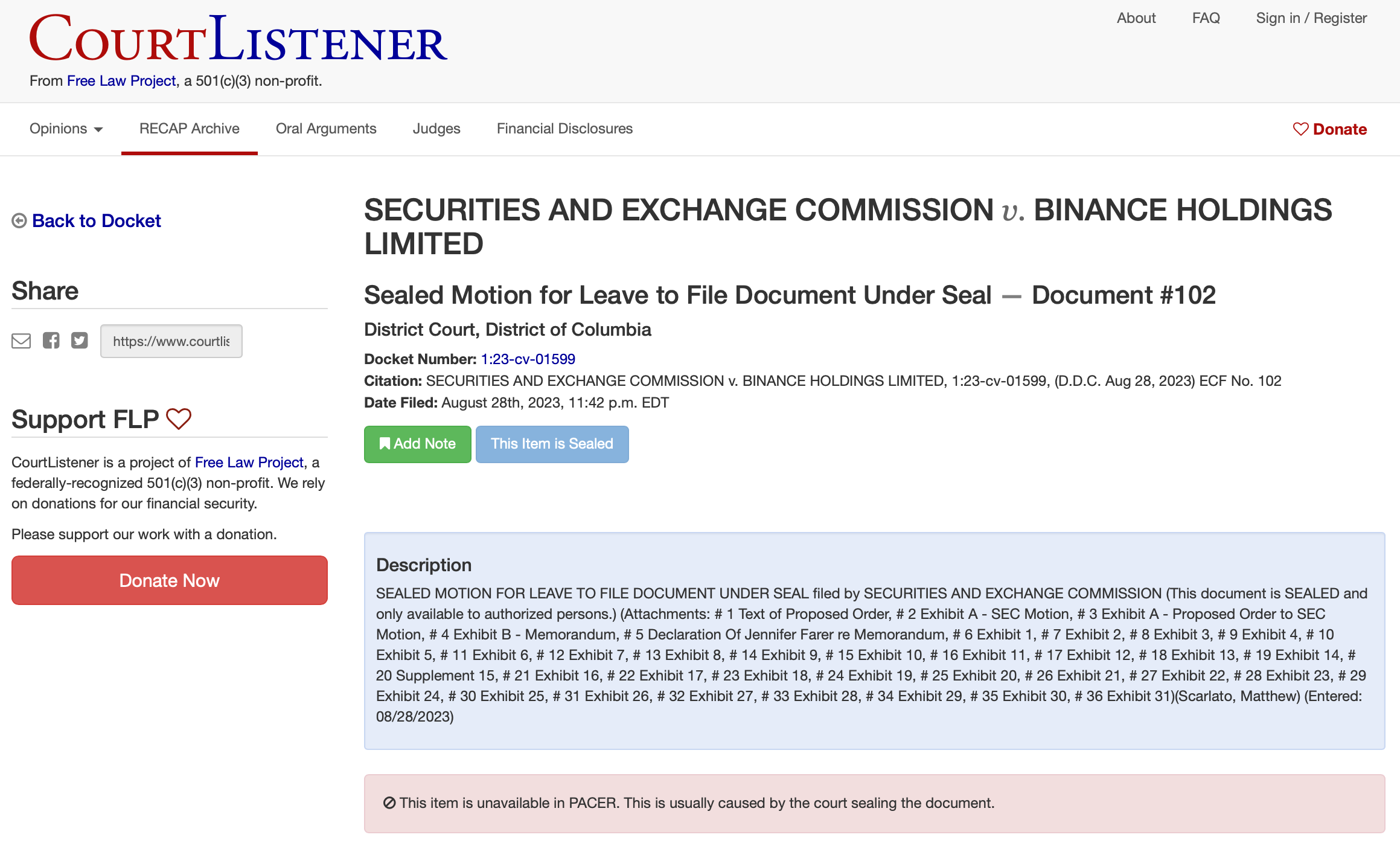 美国证券交易委员会 (SEC) 推翻了封存与编辑Binance.US案件中部分文件的决定插图 美国证券交易委员会 (SEC) 推翻了封存与编辑Binance.US案件中部分文件的决定