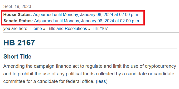 堪萨斯州将针对政治捐款的加密货币法案推迟至2024年1月插图 堪萨斯州将针对政治捐款的加密货币法案推迟至2024年1月