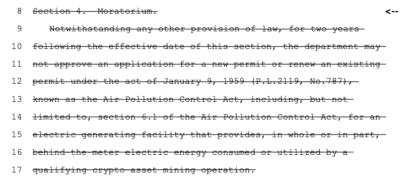 宾夕法尼亚州加密采矿许可证从法案中被削减插图 宾夕法尼亚州加密采矿许可证从法案中被削减