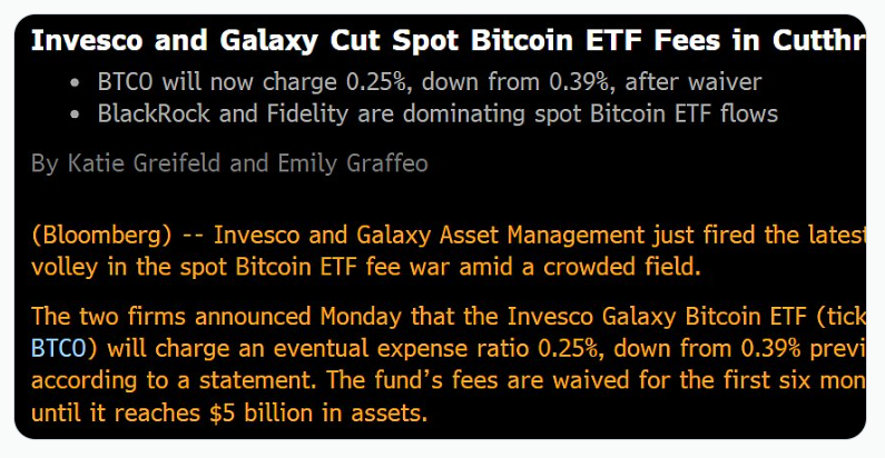 景顺下调比特币ETF费用以吸引投资者插图 景顺下调比特币ETF费用以吸引投资者