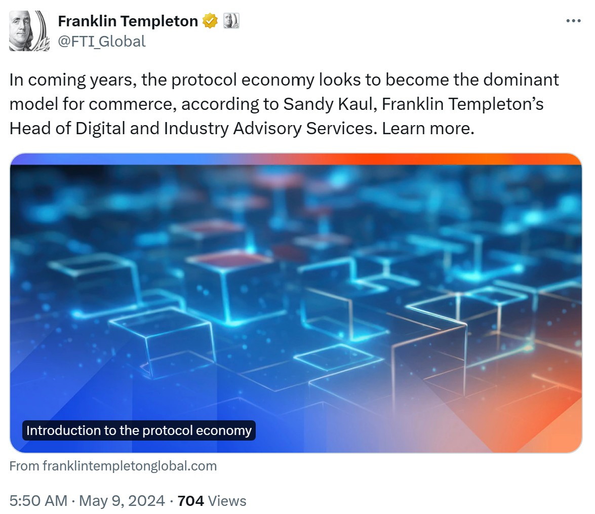 富兰克林邓普顿首席执行官表示所有ETF和共同基金都将在区块链上插图 富兰克林邓普顿首席执行官表示所有ETF和共同基金都将在区块链上