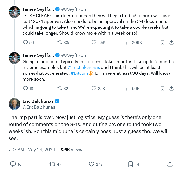 分析师表示以太坊ETF有可能下个月开始交易