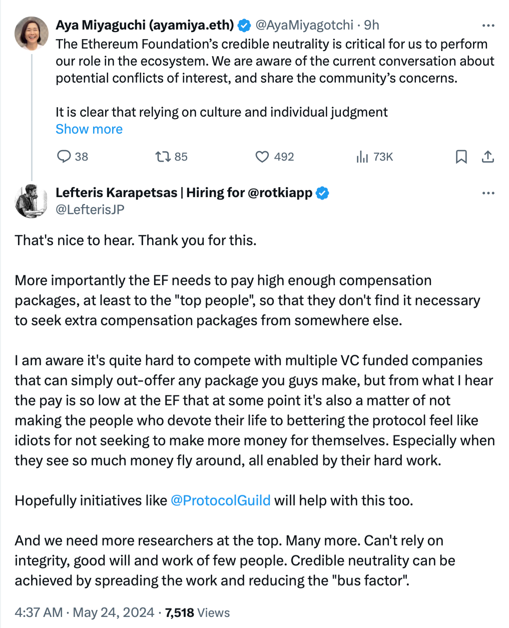 以太坊基金会在EigenLayer交叉后制定利益冲突政策