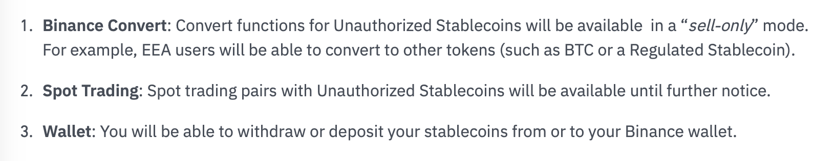 币安为MiCA规则做准备，更新稳定币策略