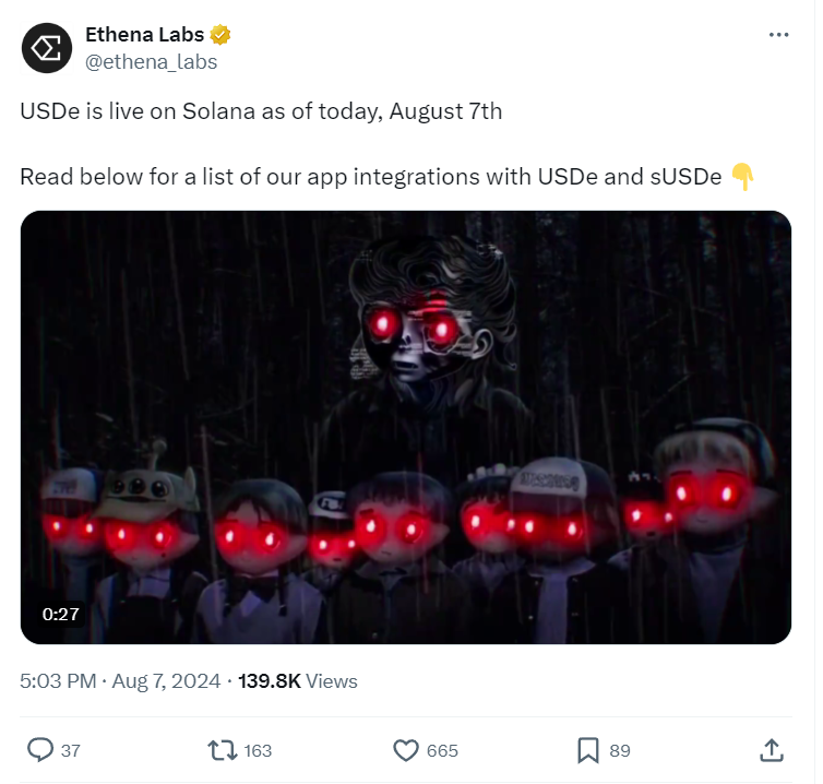 Ethena Labs推出Solana版本的USDe稳定币