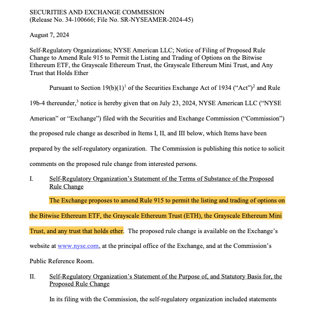 Grayscale、Bitwise和纽约证券交易所申请上市3种以太坊ETF期权