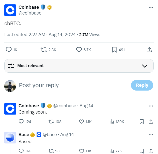 Coinbase cbBTC代币可能会彻底改变比特币DeFi的采用插图 Coinbase cbBTC代币可能会彻底改变比特币DeFi的采用