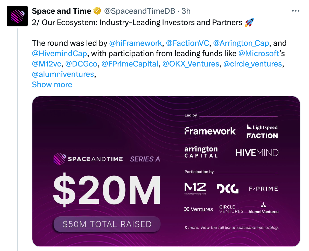 区块链数据库公司SxT Labs在A轮融资中筹集2000万美元插图 区块链数据库公司SxT Labs在A轮融资中筹集2000万美元