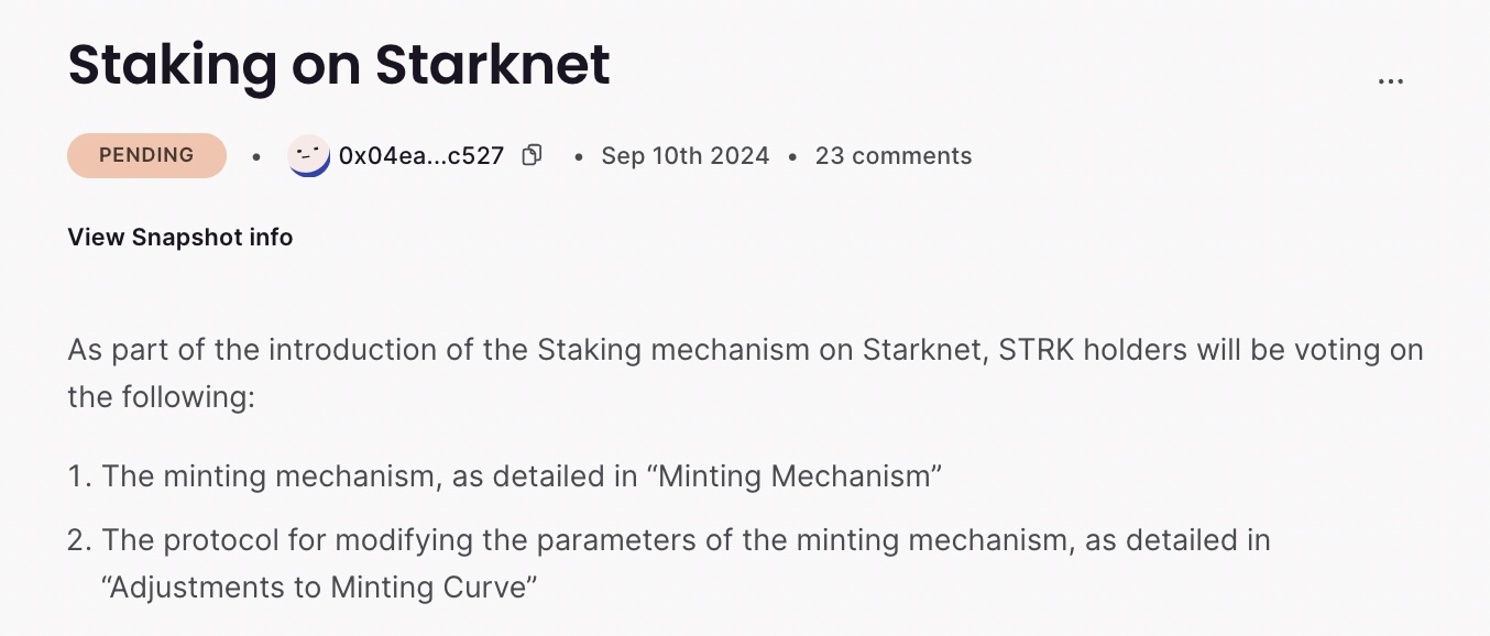 Starknet将放弃链下投票,让代币发挥作用插图 Starknet将放弃链下投票,让代币发挥作用