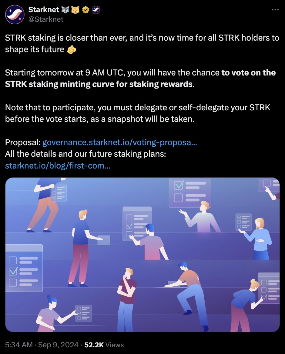 Starknet将放弃链下投票,让代币发挥作用插图1 Starknet将放弃链下投票,让代币发挥作用