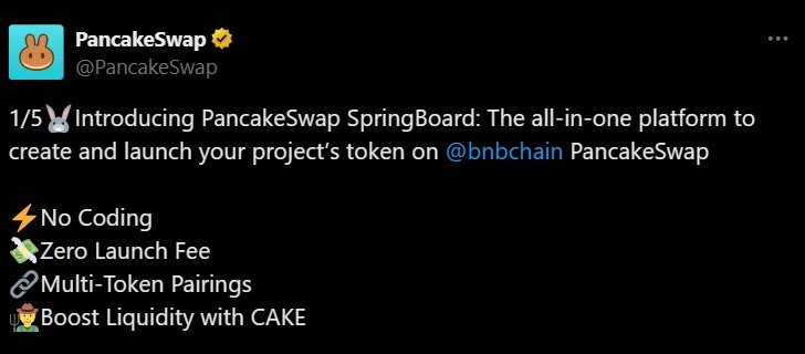 PancakeSwap在币安链上推出无代码代币创建平台插图 PancakeSwap在币安链上推出无代码代币创建平台