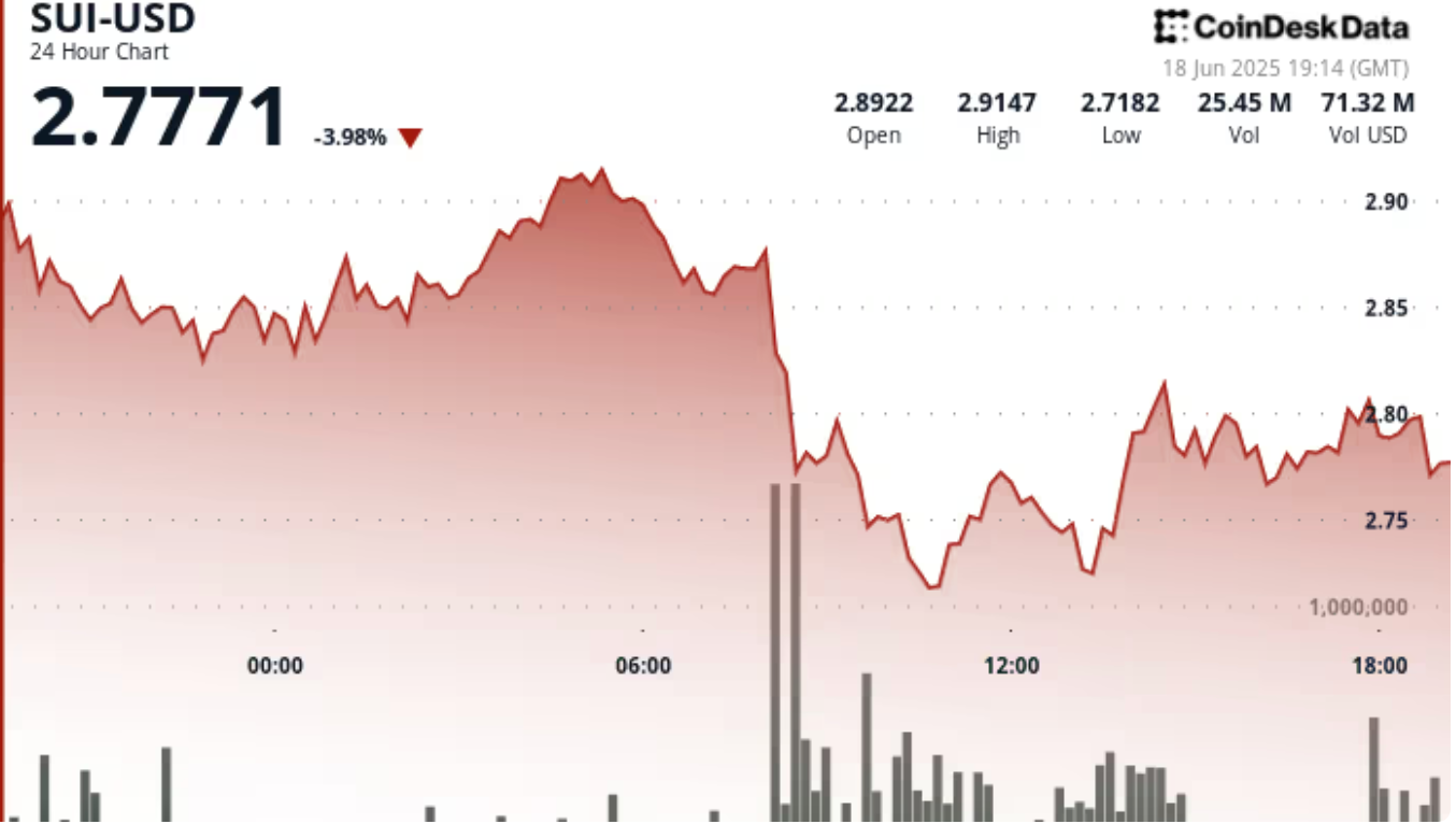 SUI币行情大幅波动后反转，交易量较30天平均值飙升 11%