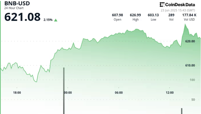 伊朗袭击事件后，币安币BNB价格小幅上涨