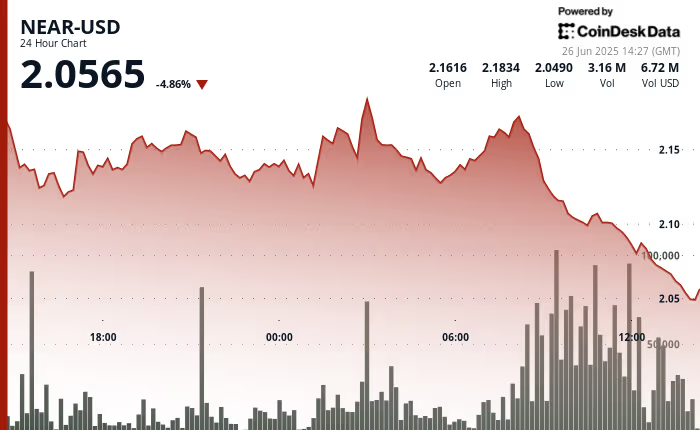 由于山寨币市场未能维持上涨势头，NEAR币价格暴跌 5%
