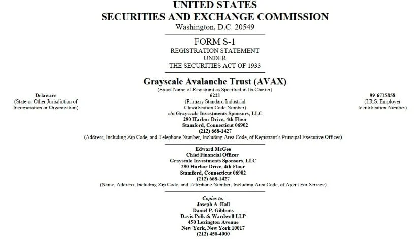 随着加密货币基金竞争升温,灰度申请现货雪崩 ETF插图 随着加密货币基金竞争升温,灰度申请现货雪崩 ETF